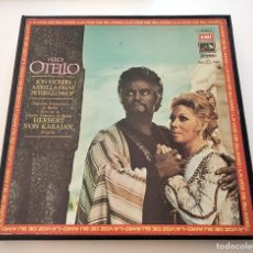 Discos de vinilo: ÓPERA OTELLO. GIUSEPPE VERDI. COFRE 3 LPS. 1974. EMI J 165-02500/02. VINILOS MINT.