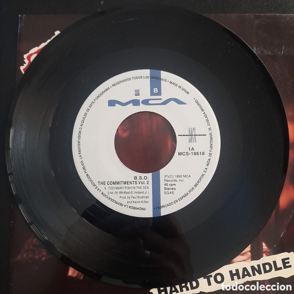 Discos de vinilo: The Commitments &ndash; Hard To Handle. 1992, Espa&ntilde;a. Vinilo, 7&rdquo;, 45 RPM, Single - Foto 4
