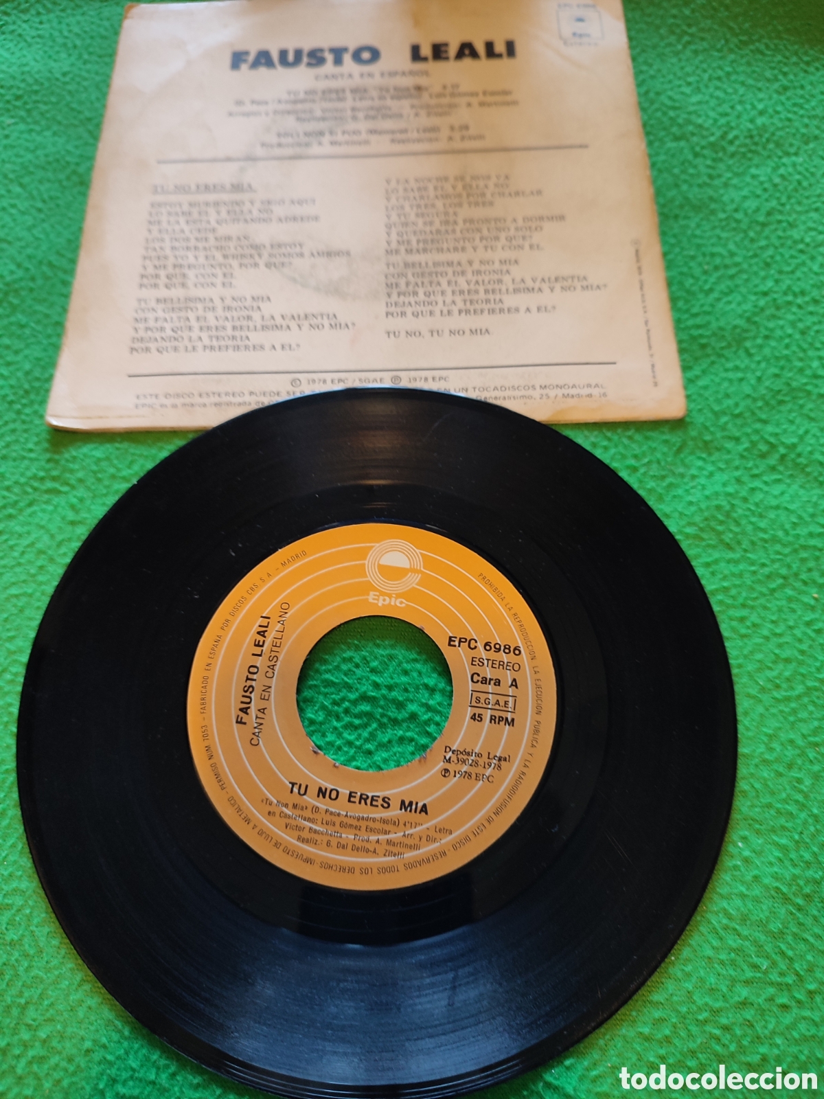 Discos de vinilo: Fausto Leali - No eres mia - Foto 2