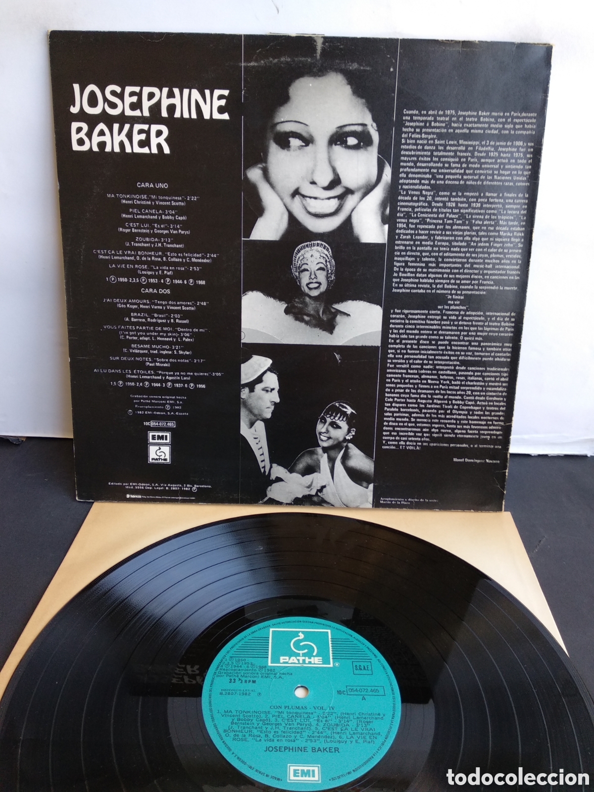 Discos de vinilo: JOSEPHINE BAKER, CON PLUMAS, SPAIN, ODEON, 1990, J.2 - Foto 2