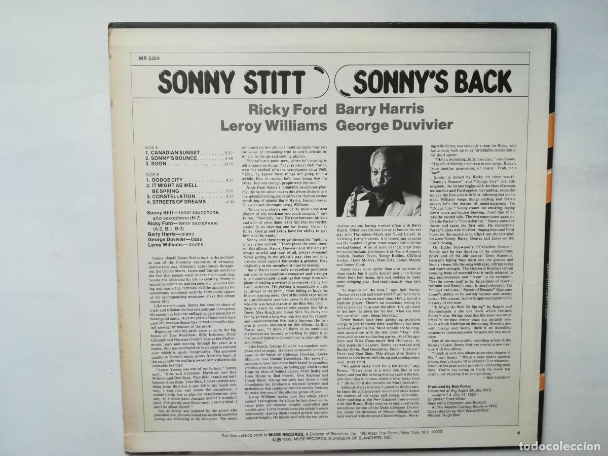 Discos de vinilo: Sonny Stitt. Sonny&acute;s Back. LP - Foto 2