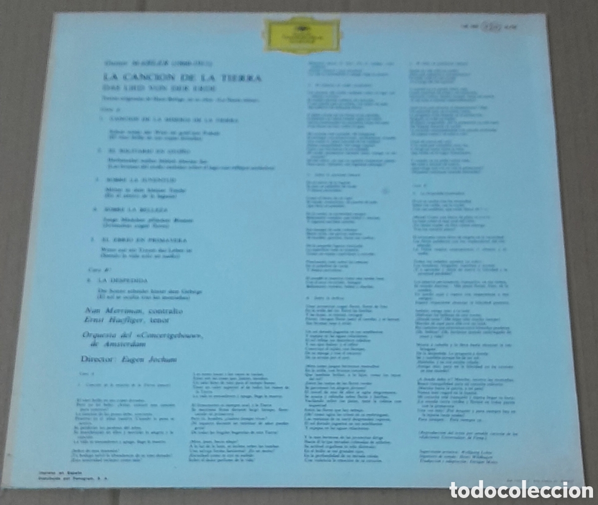 Discos de vinilo: GUSTAV MAHLER - LA CANCION DE LA TIERRA - Foto 2