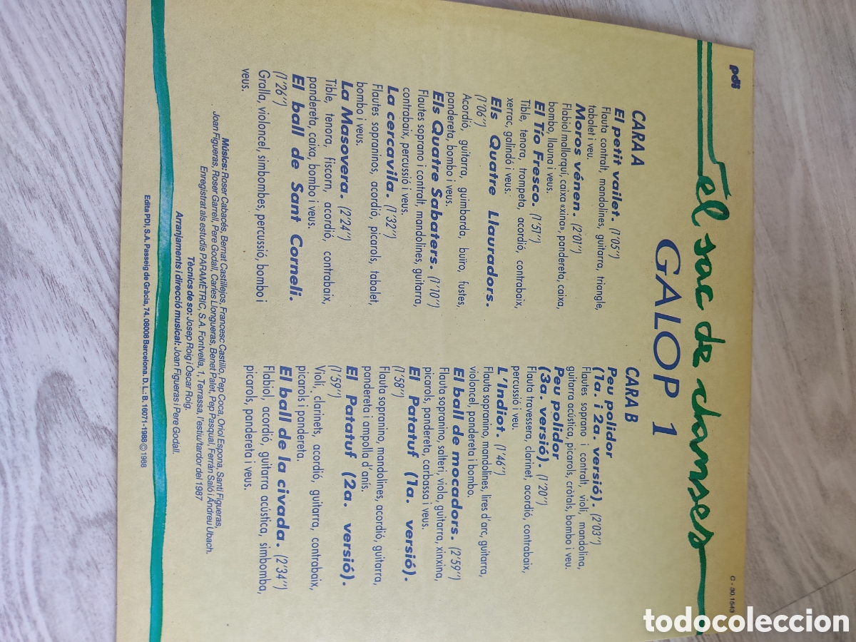 Discos de vinilo: Galop Lp El sac de danses 1988 Como nuevo - Foto 2