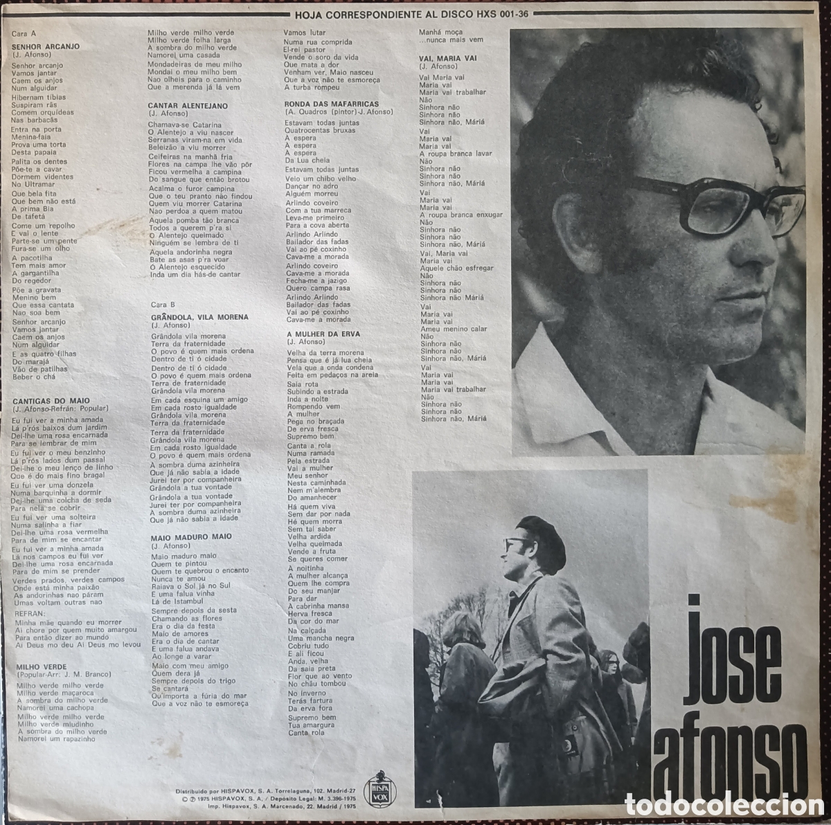 Discos de vinilo: Jos&eacute; Afonso - Cantigas do Maio, 1975 - Foto 3