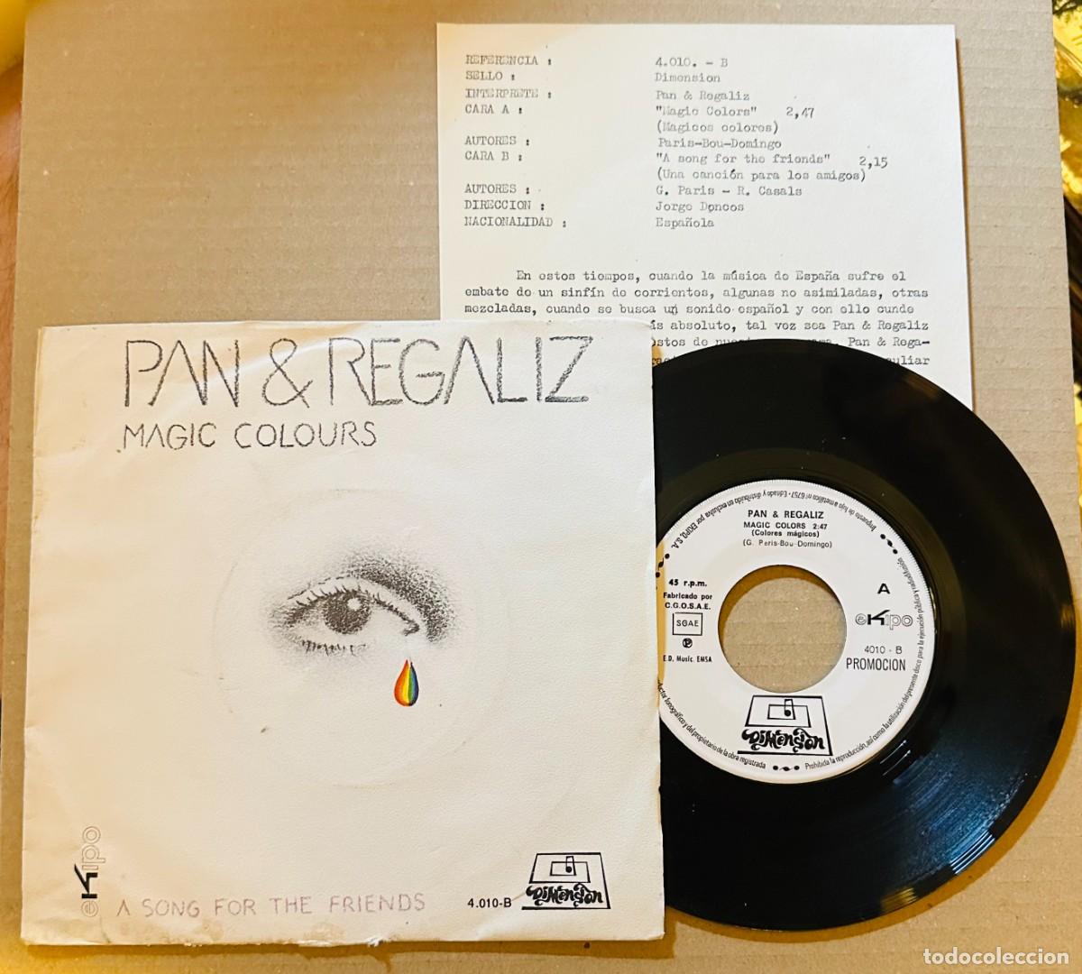 Discos de vinilo: PAN & REGALIZ SINGLE MAGIC COLOURS PROMO + INSERT - Foto 1