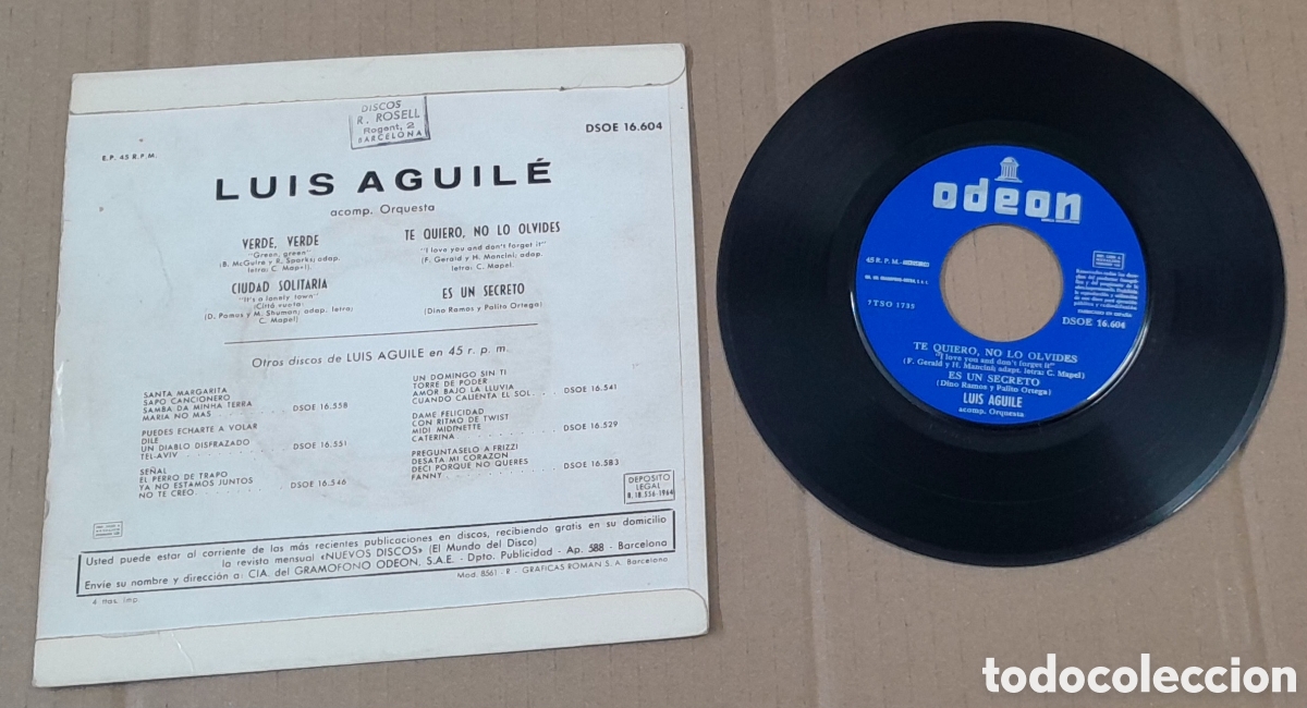 Discos de vinilo: LUIS AGUILE - VERDE, VERDE + 3 - 1964 - Foto 2