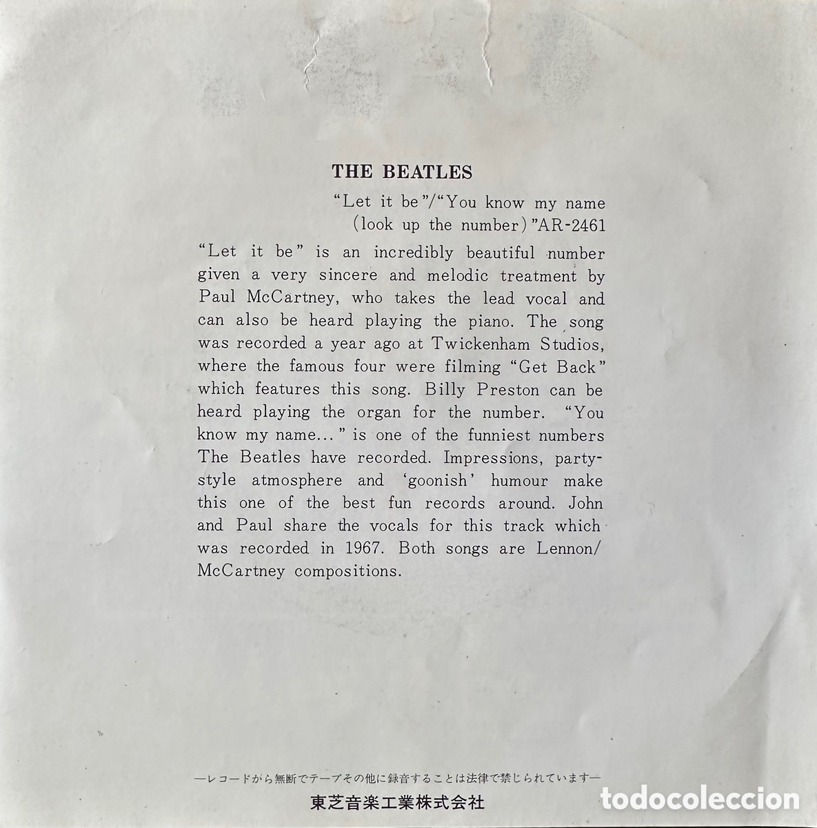 Discos de vinilo: BEATLES LET IT BE JAPON&Eacute;S. - Foto 5