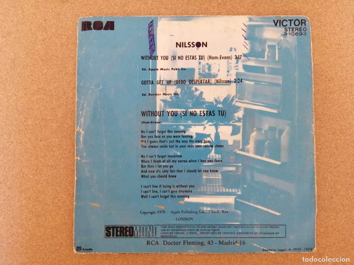 Discos de vinilo: DISCO SINGLE. NILSSON (WITHOUT YOU - GOTTA GET UP) - Foto 2