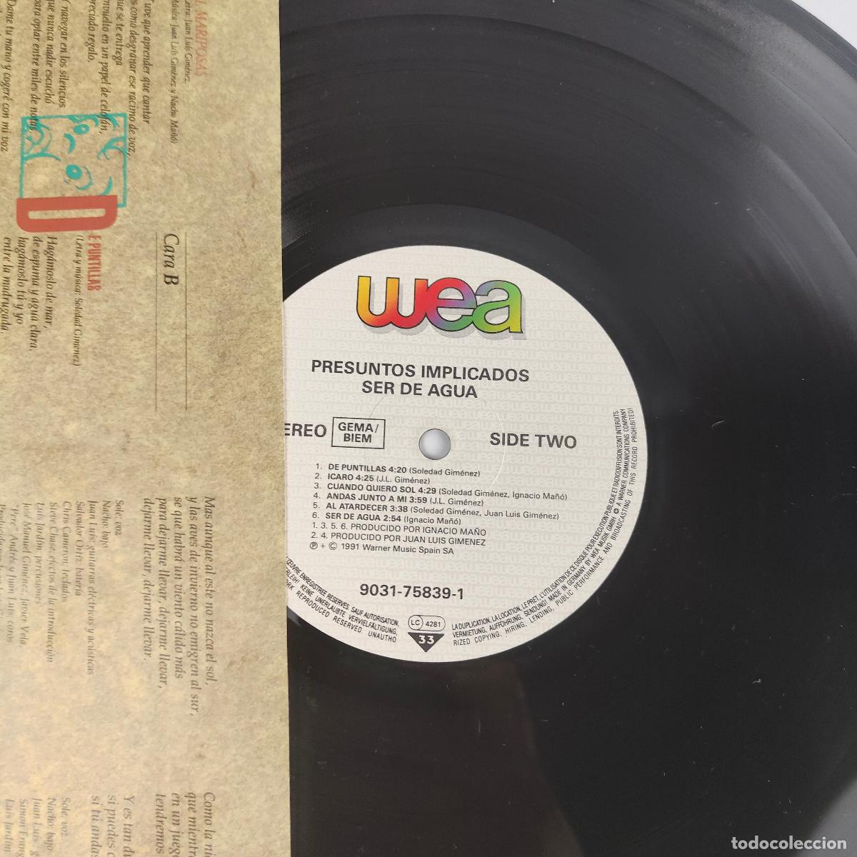 Discos de vinilo: SER DE AGUA - PRESUNTOS IMPLICADOS - Foto 3