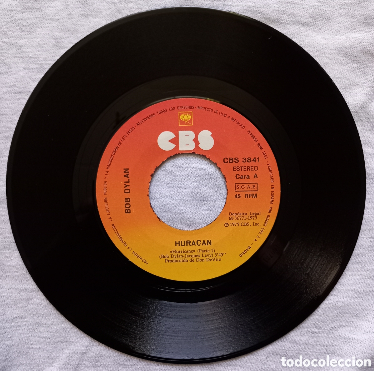 Discos de vinilo: BOB DYLAN &rdquo;HURACAN&rdquo; SINGLE 1975 - Foto 3