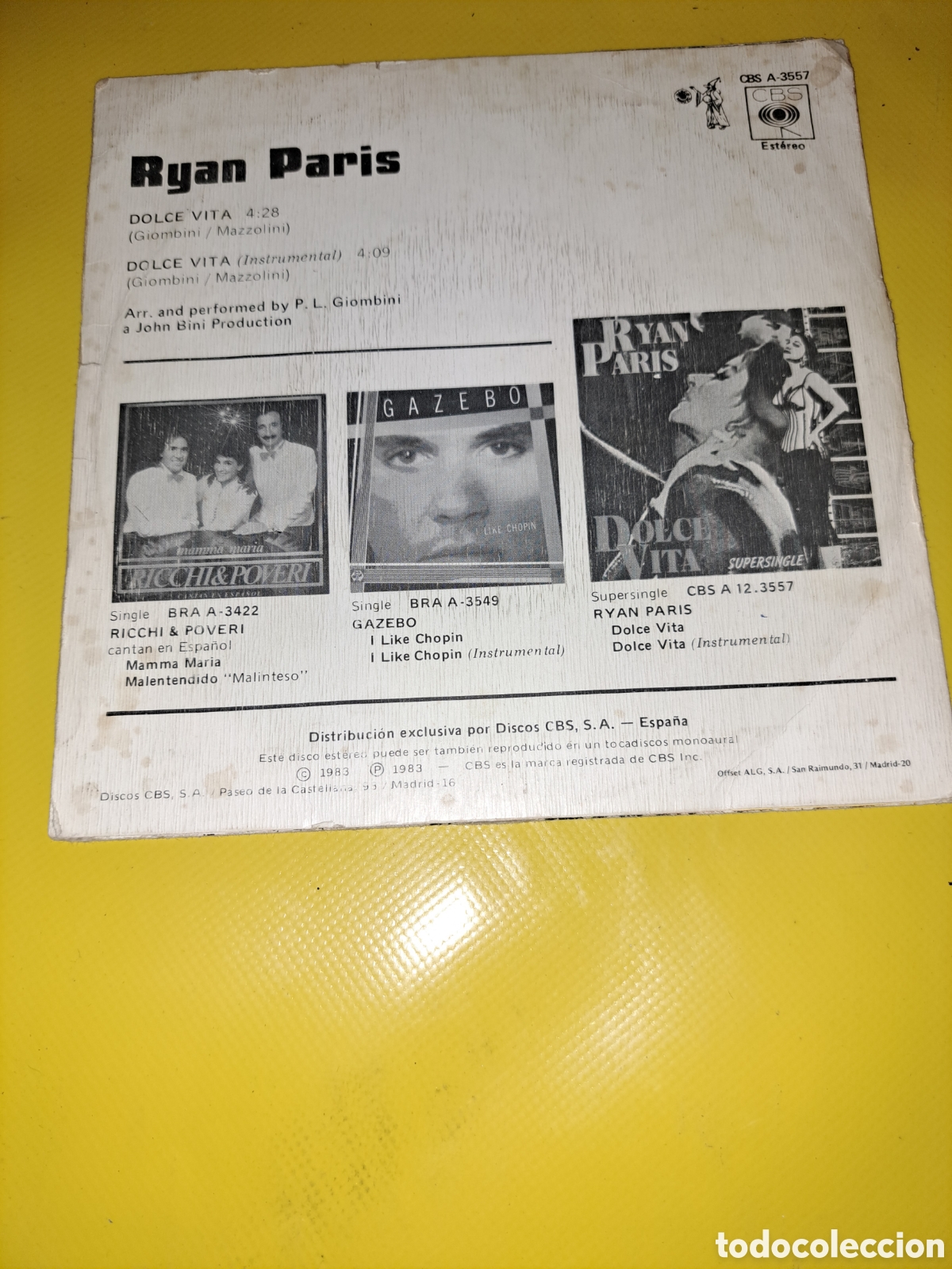 Discos de vinilo: LP RYAN PAR&Iacute;S, DOLCE VITA , 1983 - Foto 2