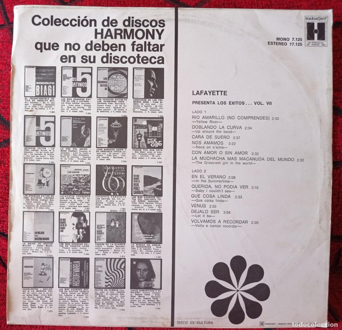 Discos de vinilo: LAFAYETTE ** Presenta Los Exitos Vol. 7 ** VINILO ORIGINAL ARGENTINA LP - Foto 2