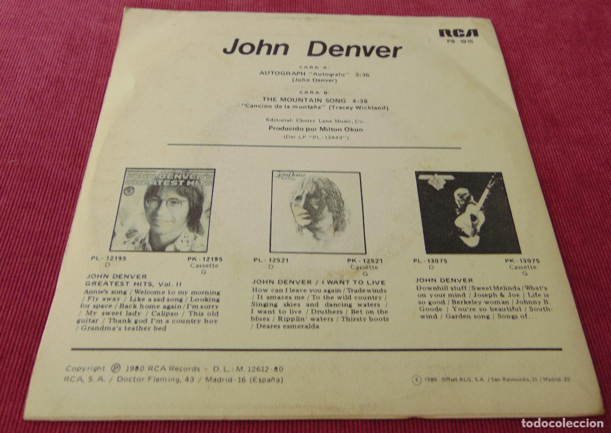 Discos de vinilo: John Denver &ndash; Autograph - SINGLE 1980 - Foto 2