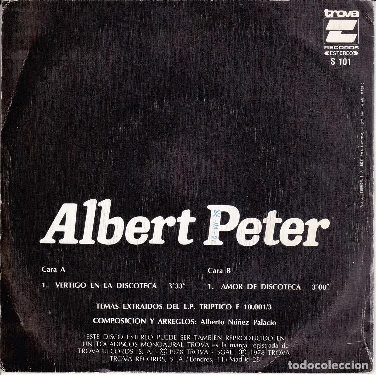 Discos de vinilo: Albert Peter &ndash; V&eacute;rtigo en la discoteca; Amor de discoteca &ndash; TROVA 101 &ndash; 1978 - Foto 2