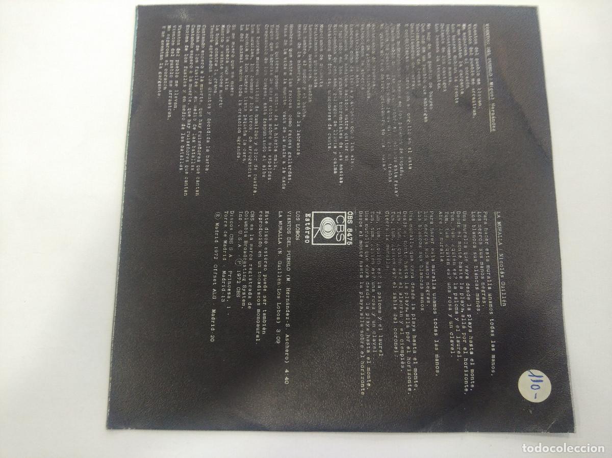 Discos de vinilo: LOS LOBOS/VIENTOS DEL PUEBLO/SINGLE. - Foto 3