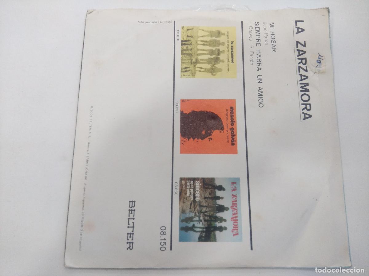 Discos de vinilo: LA ZARZAMORA/MI HOGAR/SINGLE. - Foto 3