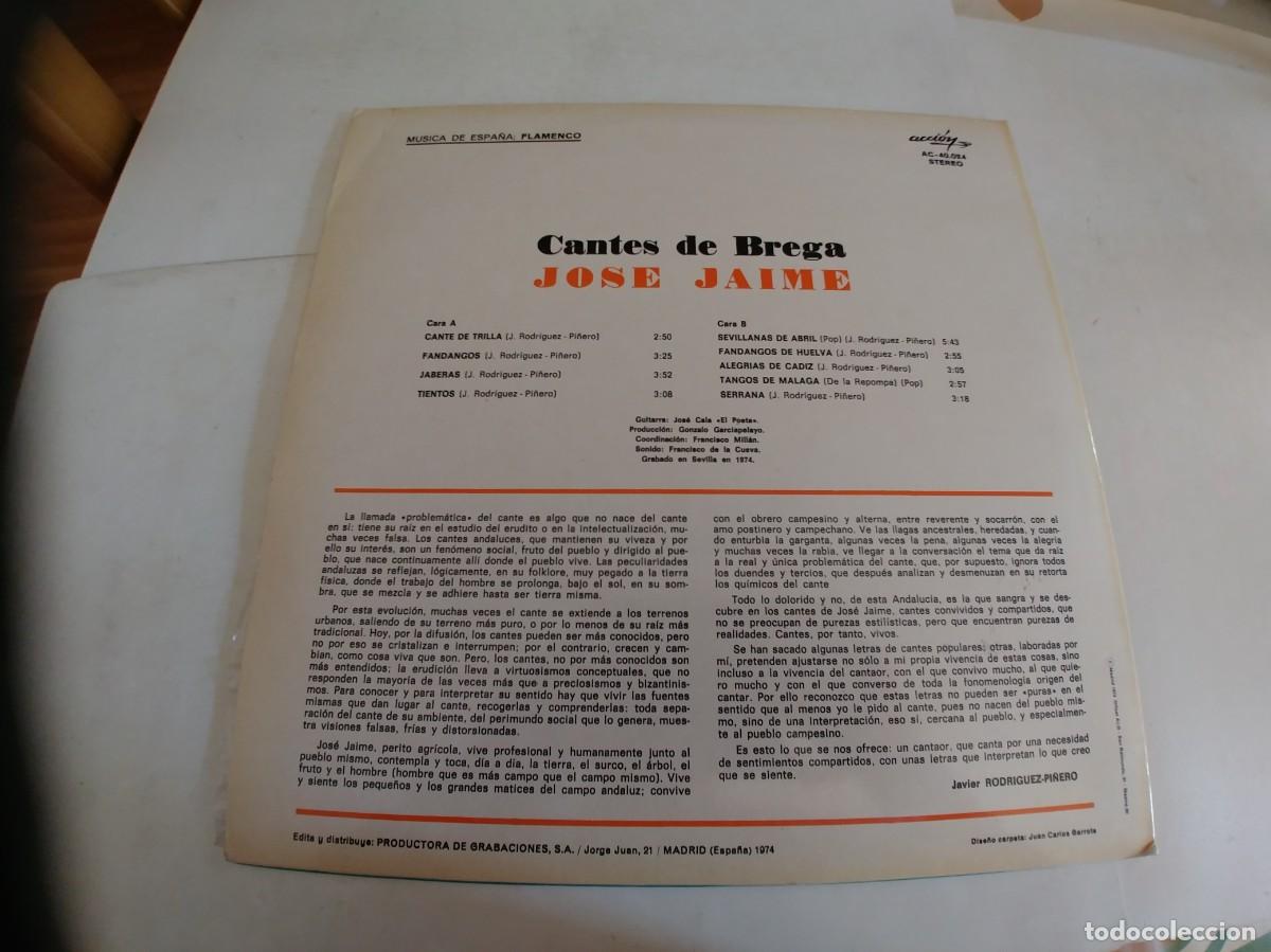 Discos de vinilo: JOSE JAIME-LP CANTES DE BREGA - Foto 2