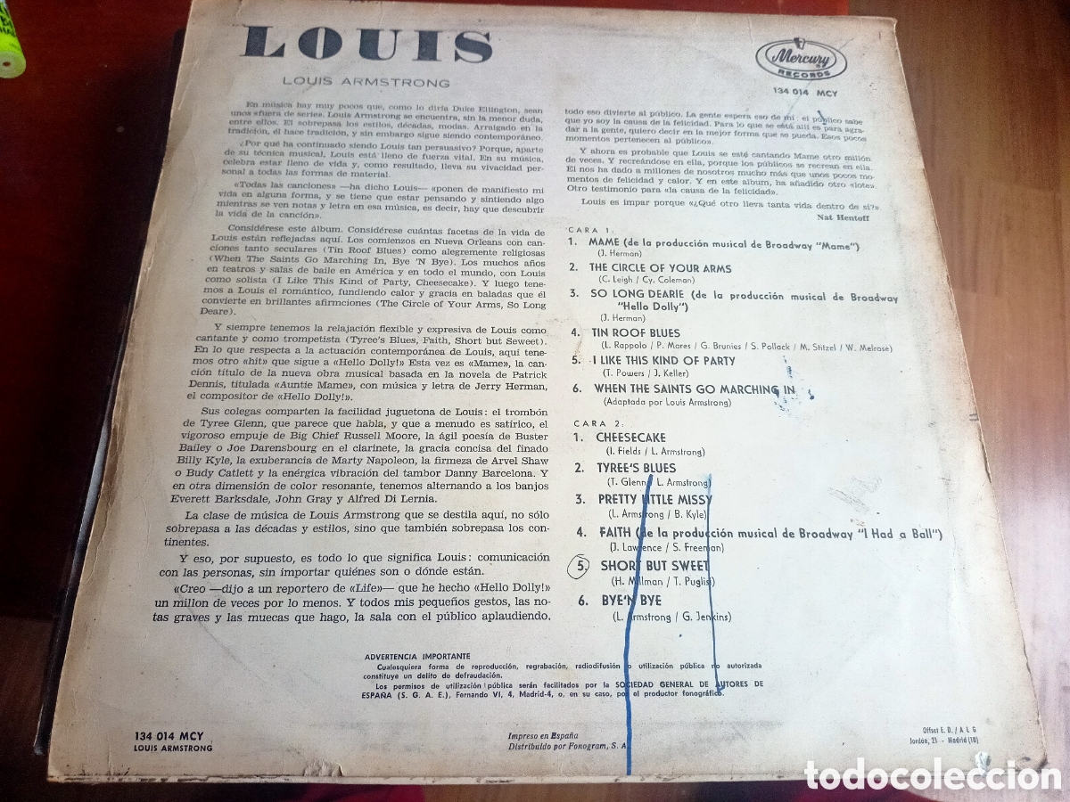 Discos de vinilo: Louis Armstrong Louis - Foto 2
