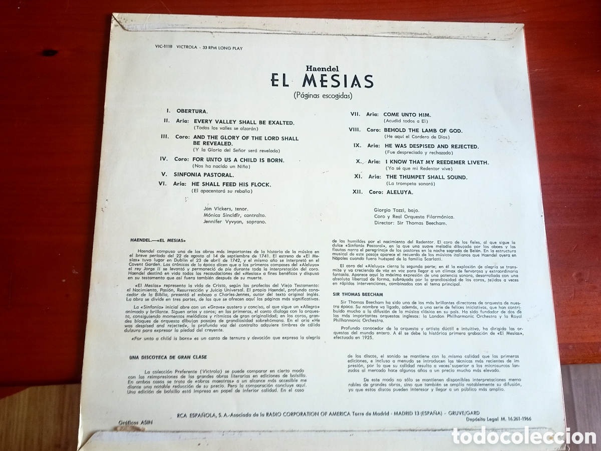 Discos de vinilo: Haendel El Mes&iacute;as disco 3 - Foto 2