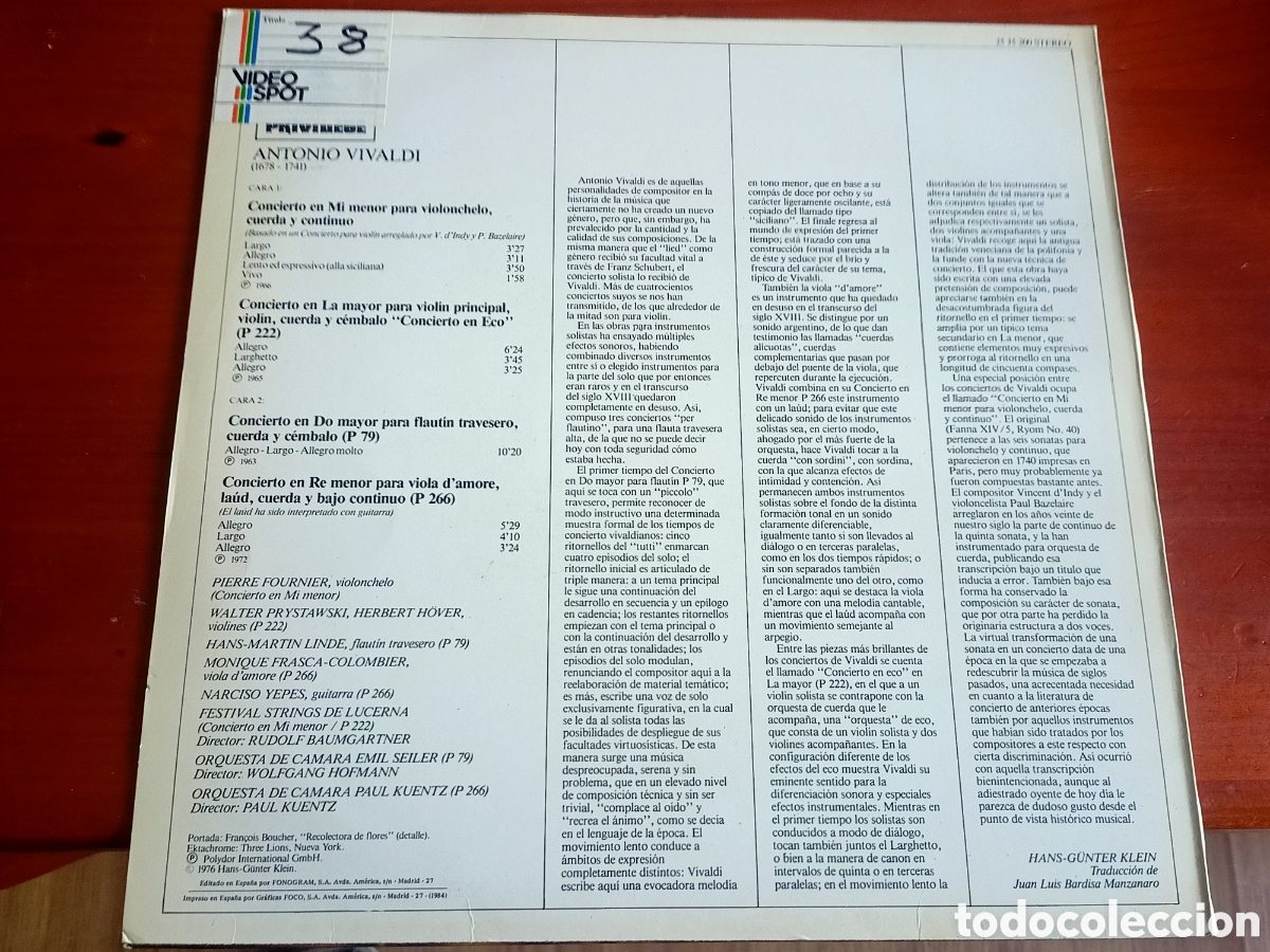 Discos de vinilo: Vivaldi 4 conciertos c&eacute;lebres - Foto 2