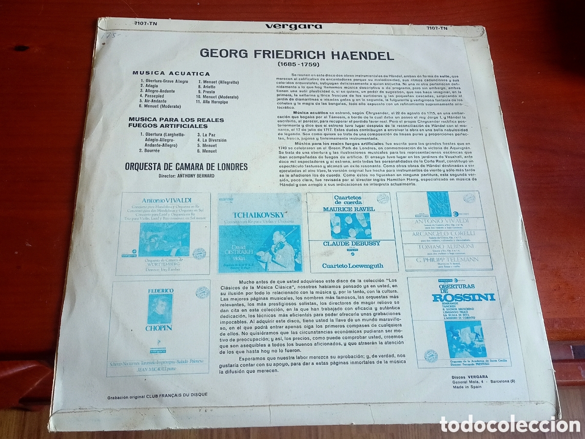 Discos de vinilo: Haendel M&uacute;sica acu&aacute;tica - Foto 2