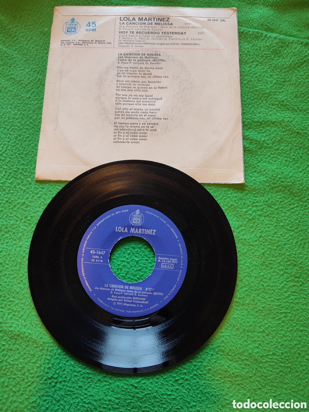 Discos de vinilo: Lola Mart&iacute;nez - La cancion de Melissa - Foto 2