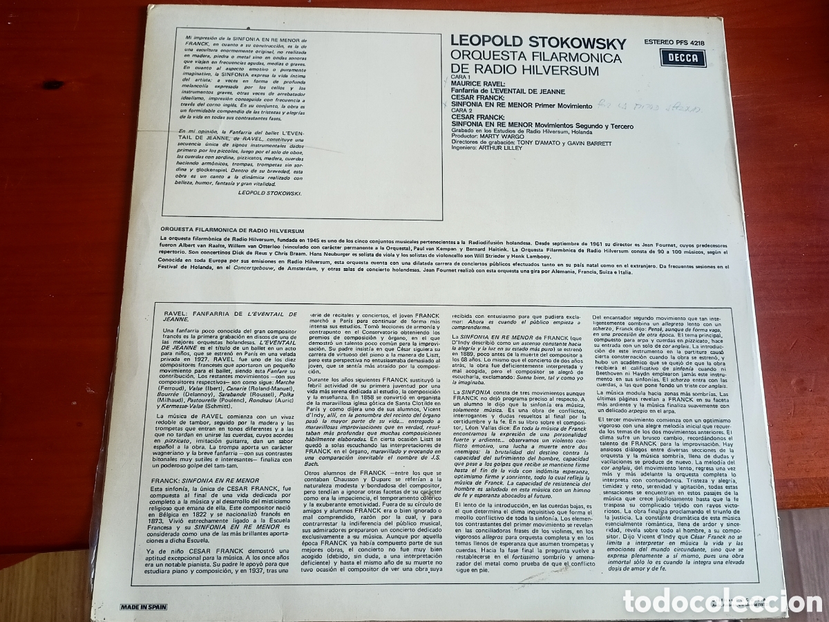 Discos de vinilo: C&eacute;sar frank stokowski - Foto 2