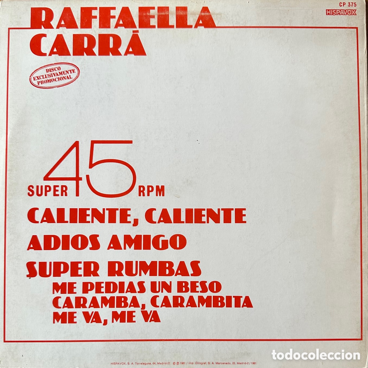 Discos de vinilo: RAFFAELLA CARRA. PROMO - Foto 2