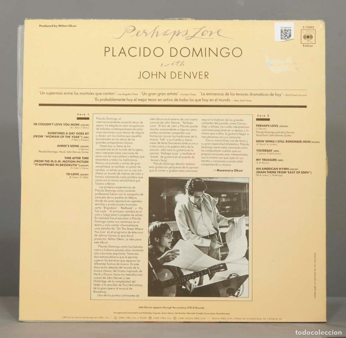 Discos de vinilo: LP. DOMINGO. PERHAPS LOVE - Foto 2