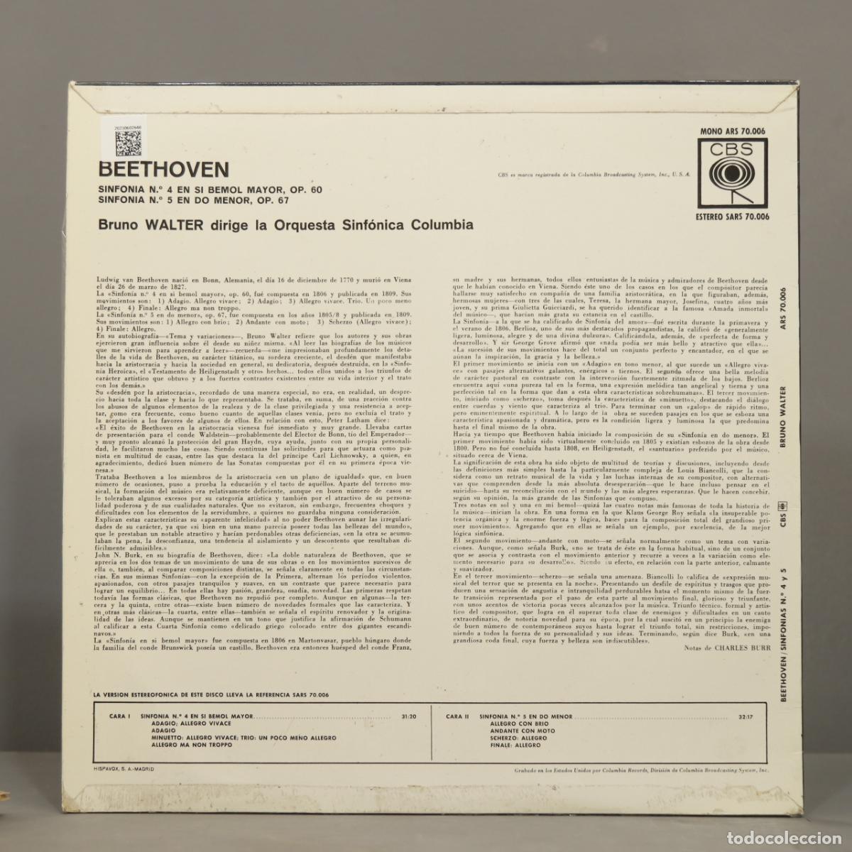 Discos de vinilo: LP. WALTER. BEETHOVEN. SINFONIA 5 4 - Foto 2