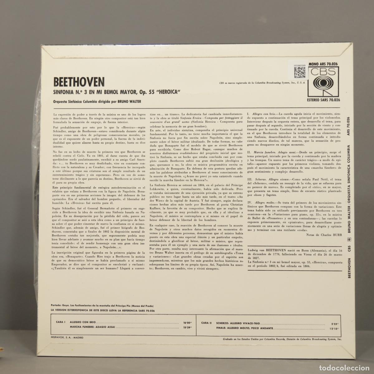 Discos de vinilo: LP. BBETHOVEN. OP 55. WALTER - Foto 2