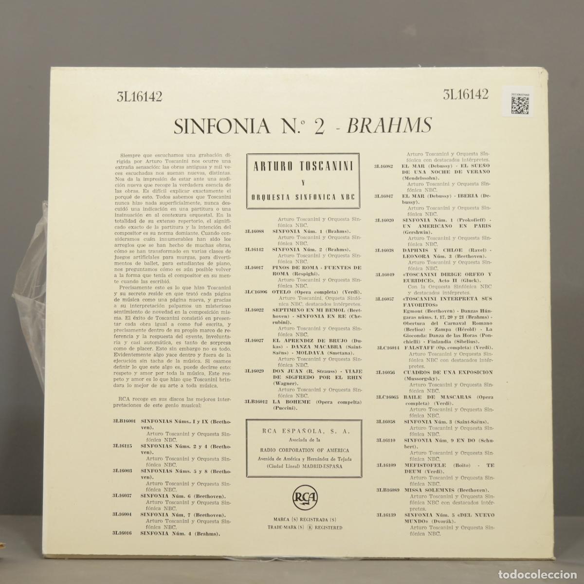 Discos de vinilo: LP. BRAHMS. SINFONIA 2. TOSCANINI - Foto 2