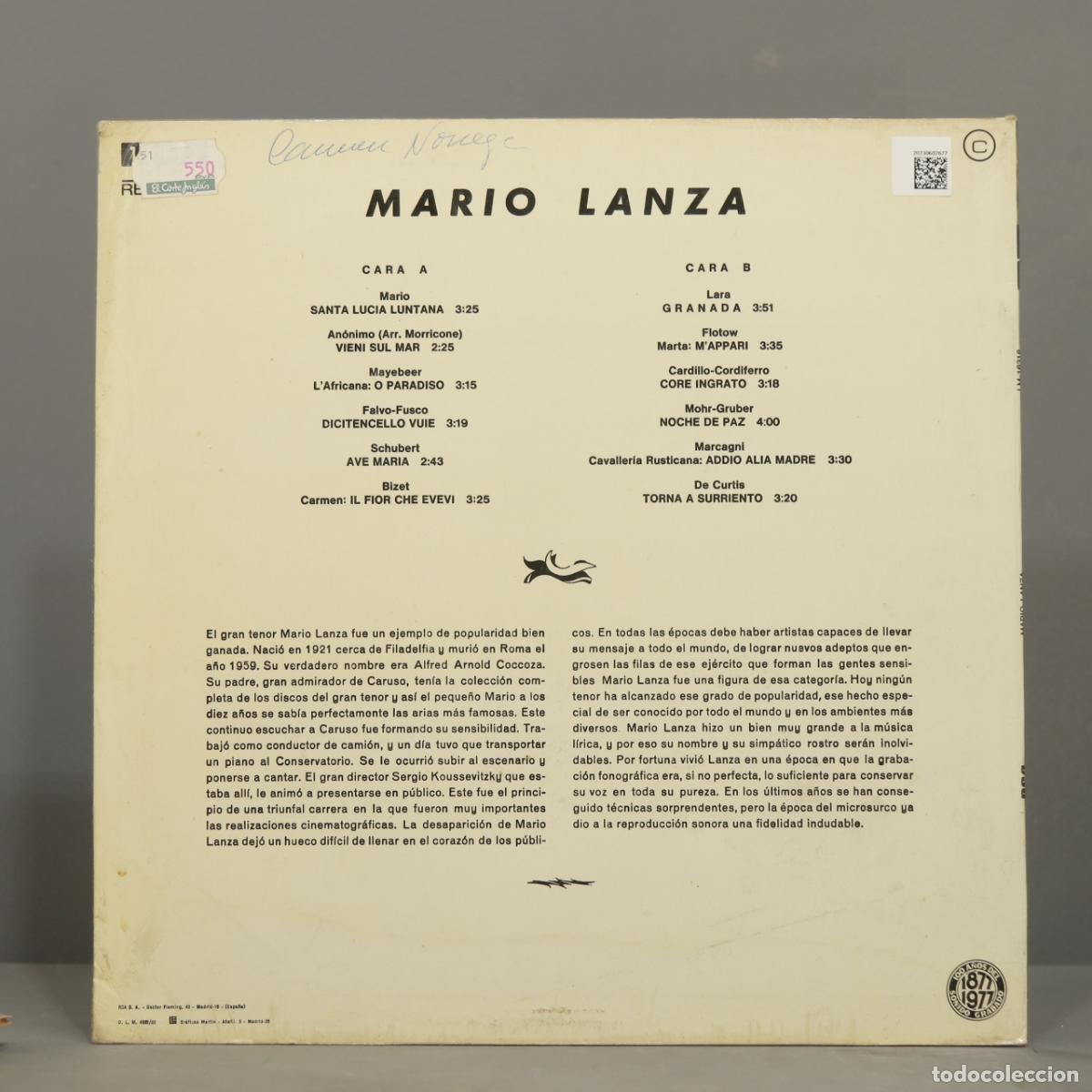 Discos de vinilo: LP. Mario Lanza &ndash; Mario Lanza - Foto 2
