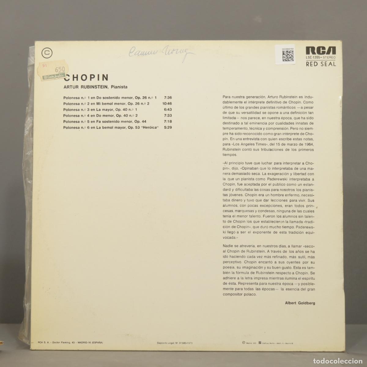 Discos de vinilo: LP. Chopin, Arthur Rubinstein &ndash; Polonesas - Foto 2