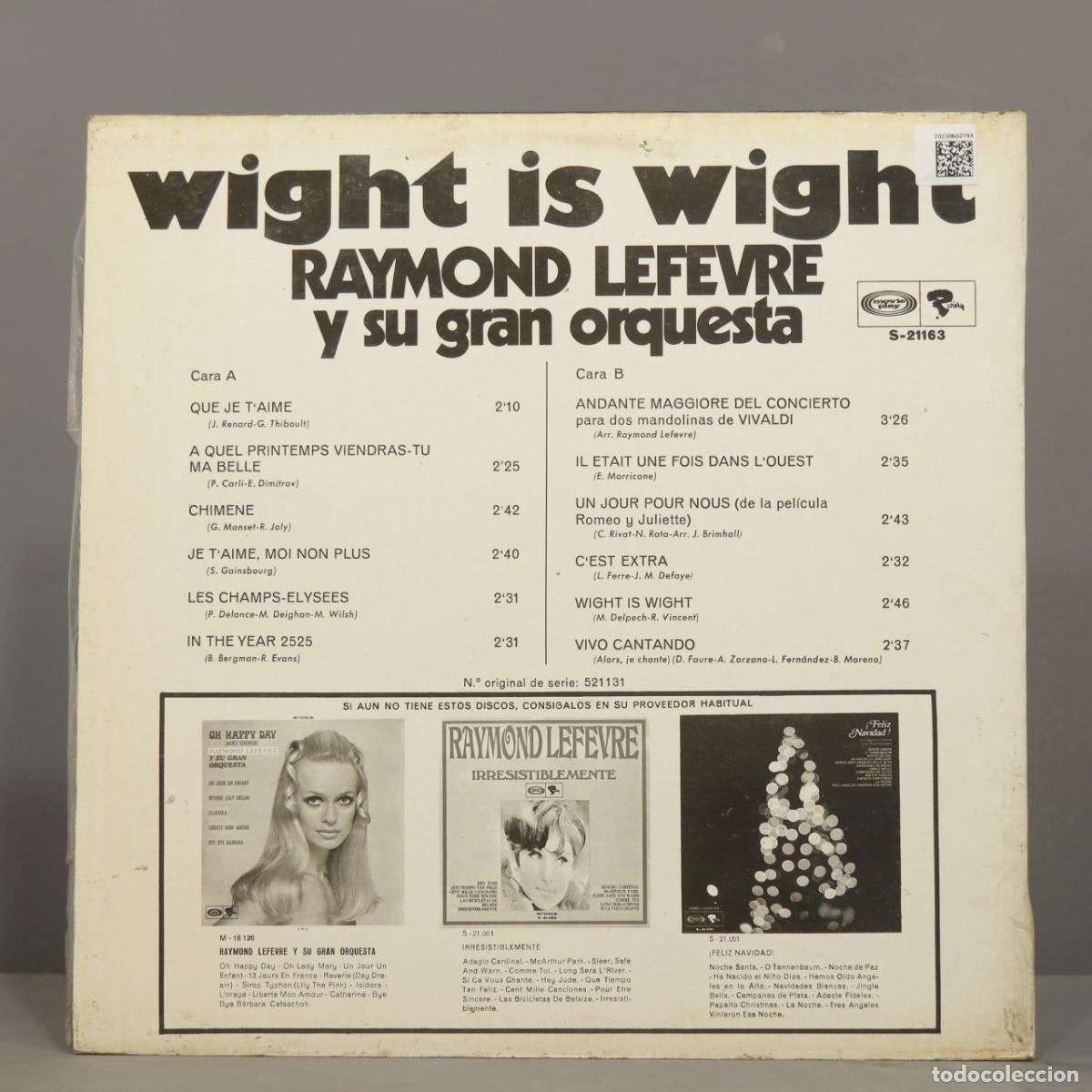 Discos de vinilo: LP. Lefevre y Su Gran Orquesta &ndash; Wight Is Wight - Foto 2