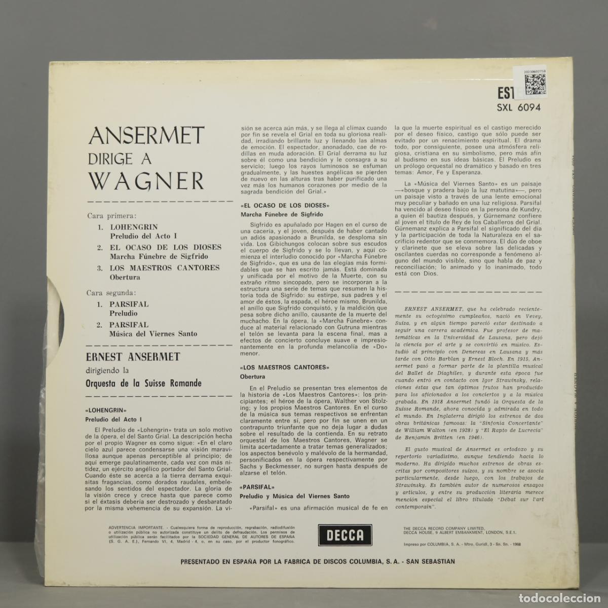 Discos de vinilo: LP. Ansermet Conducts Wagner - Foto 2