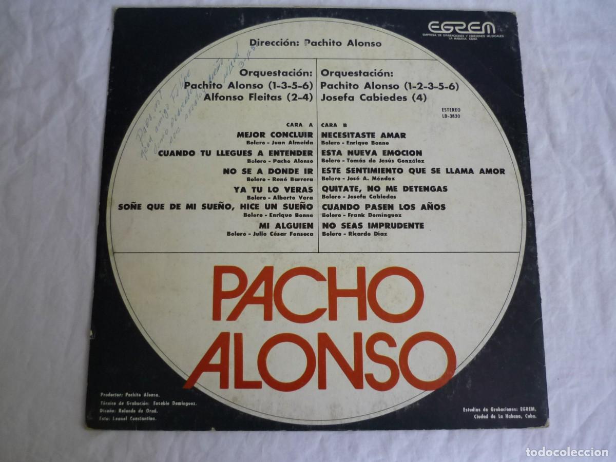 Discos de vinilo: LP vinilo Pacho Alonso 12 &Eacute;xitos rom&aacute;nticos Cuba 1979 - Foto 2