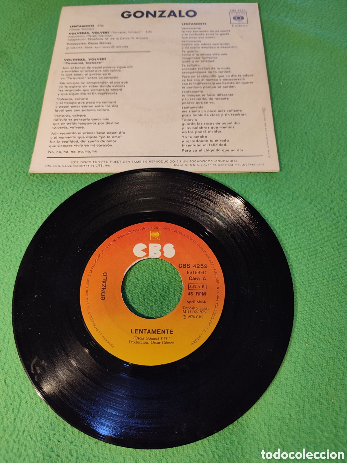 Discos de vinilo: Gonzalo - Lentamente - Foto 2