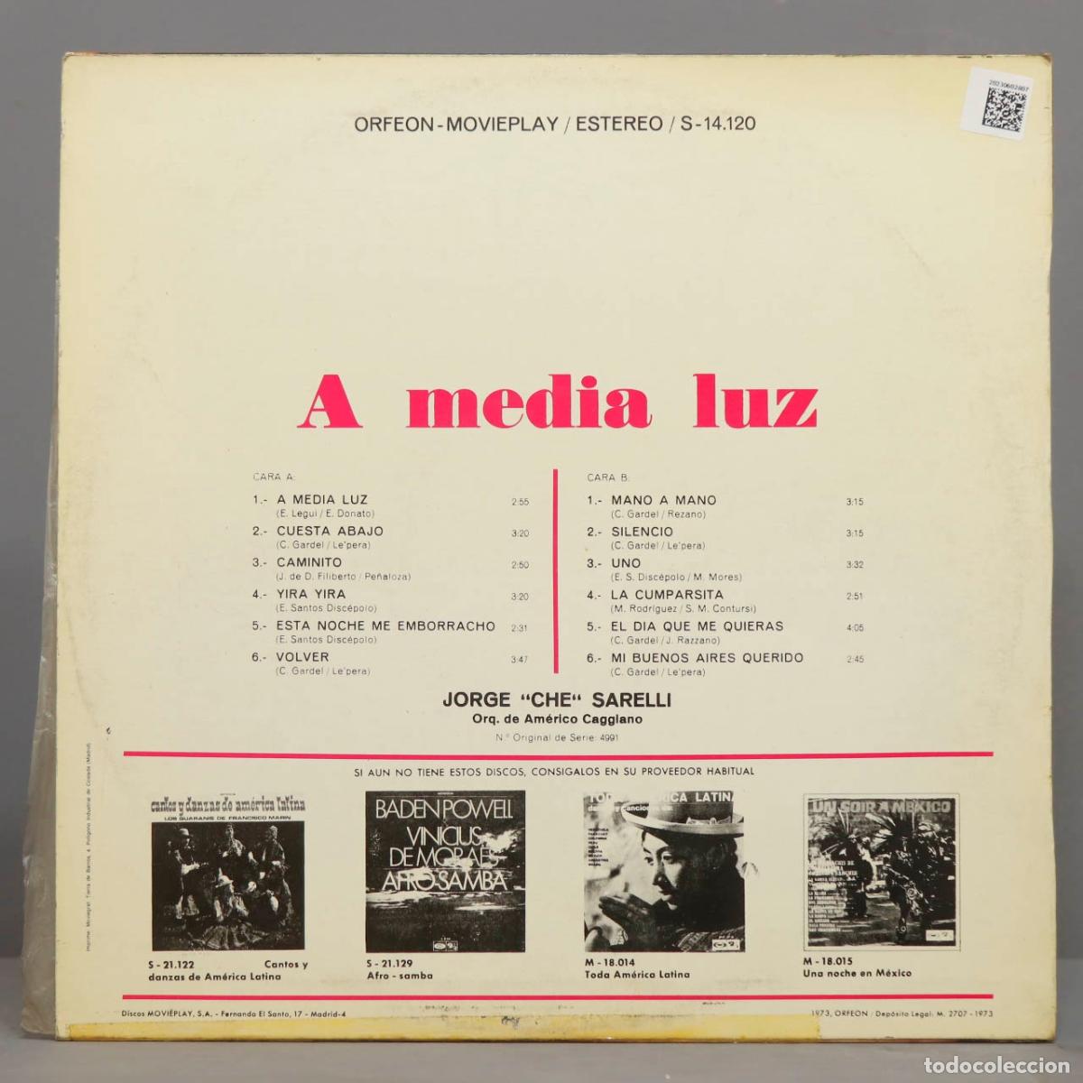 Discos de vinilo: LP. Jorge Che Sarelli &ndash; A Media Luz - Foto 2