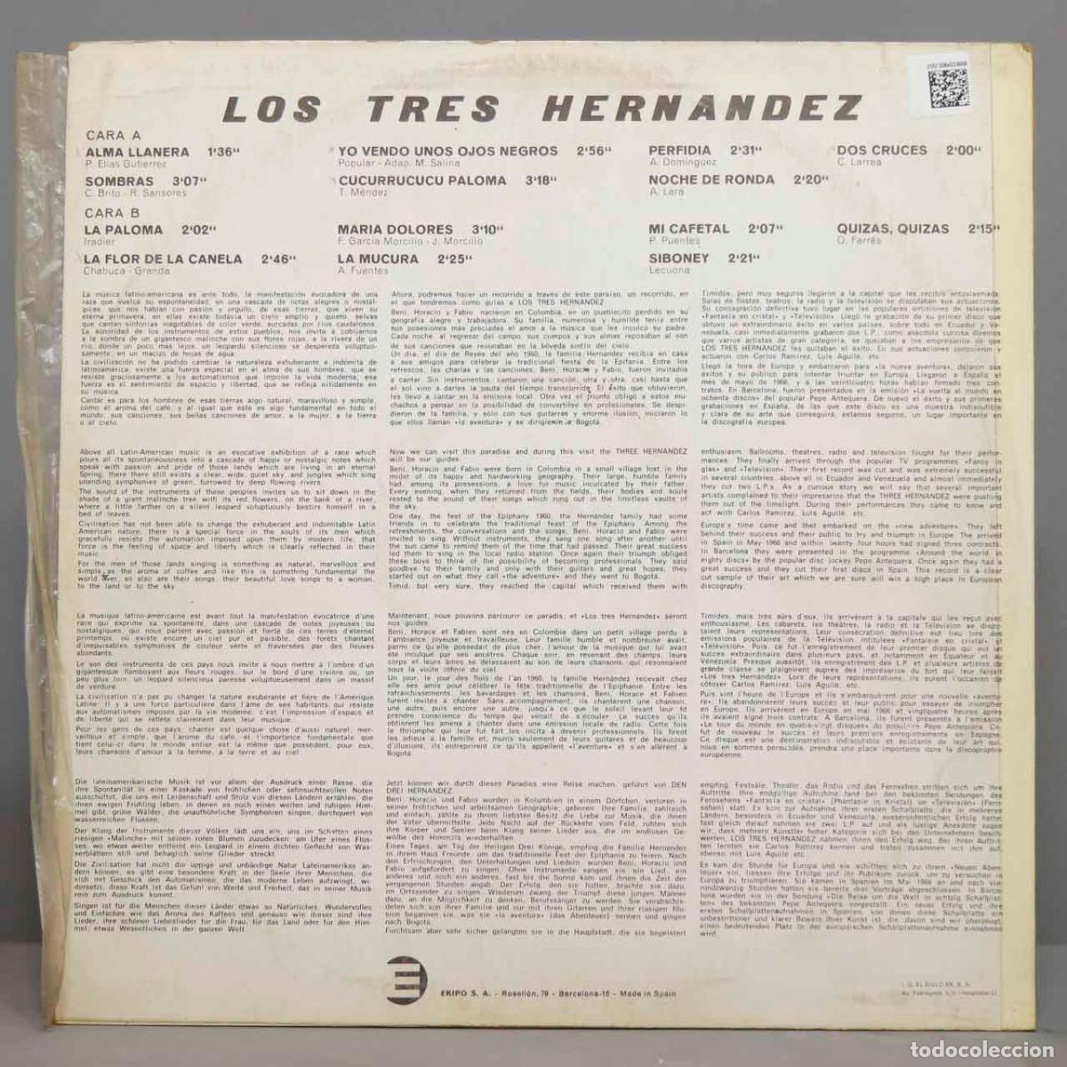 Discos de vinilo: LP. Los Tres Hernandez &ndash; Canciones De Siempre - Foto 2