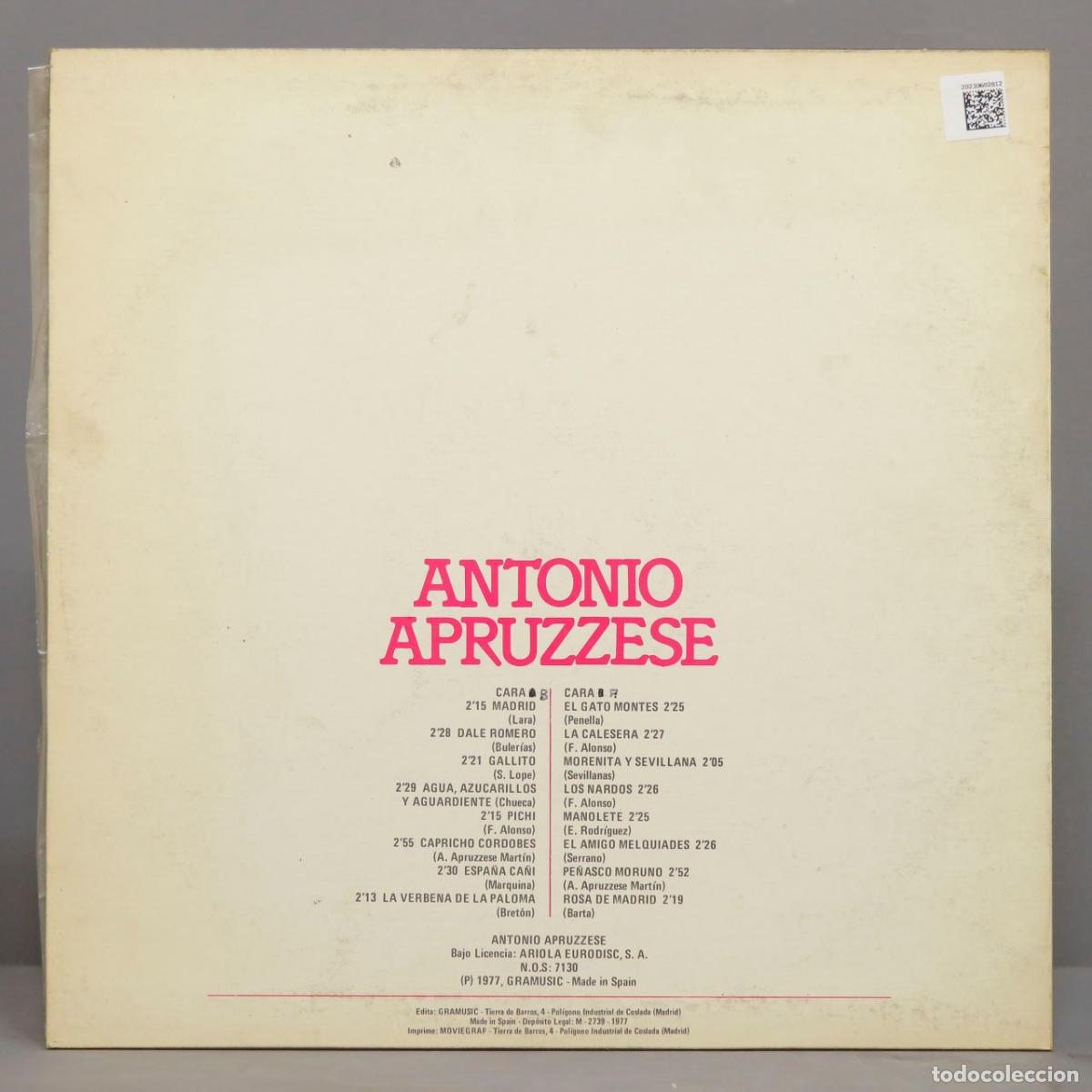 Discos de vinilo: LP. APRUZZESE. EL AS DEL ORGANILLO - Foto 2