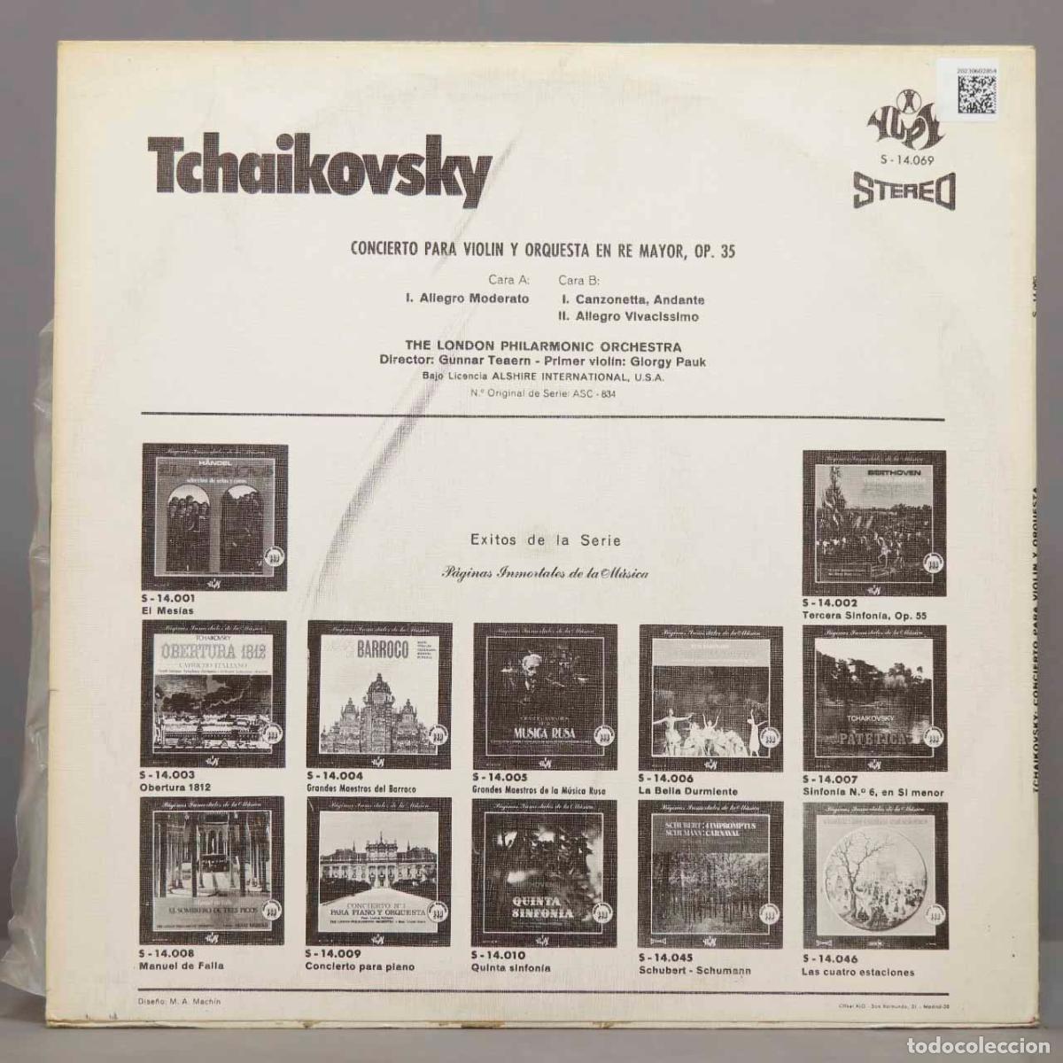 Discos de vinilo: LP TCHAIKOVSKY. OP 35. TAEARN - Foto 2