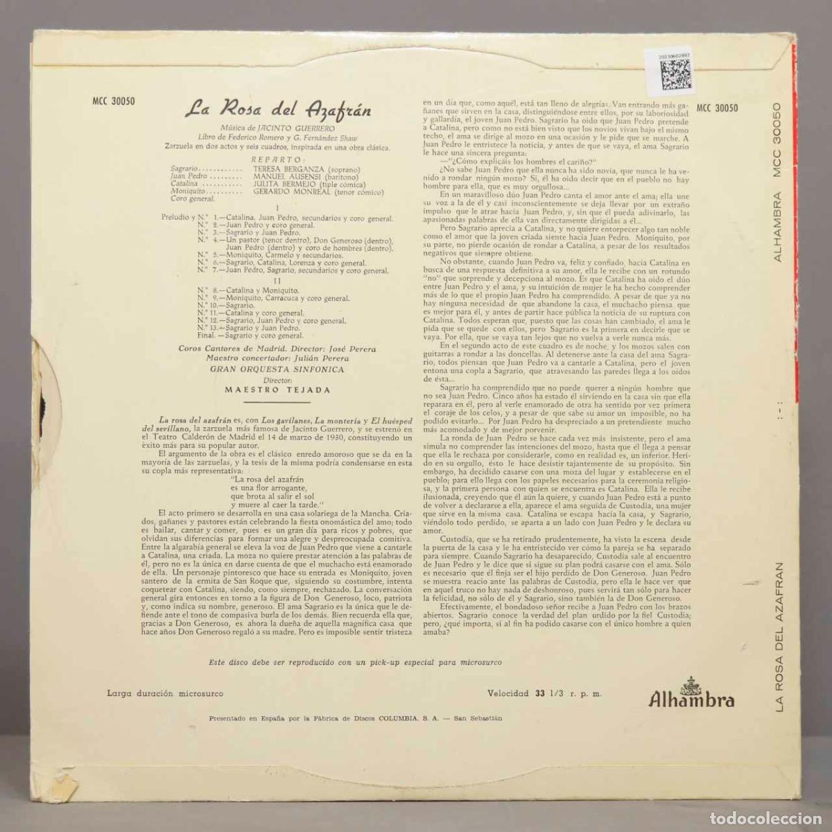 Discos de vinilo: LP. Tejada &ndash; La Rosa Del Azafr&aacute;n - Foto 2