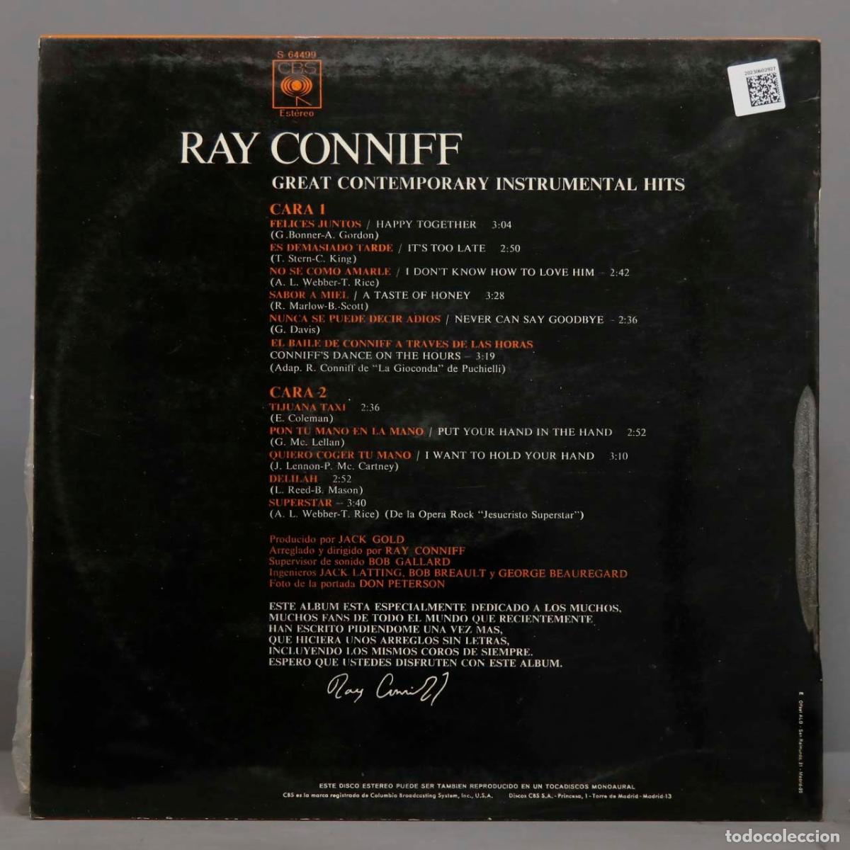 Discos de vinilo: LP. Conniff &ndash; Great Contemporary Instrumental Hits - Foto 2