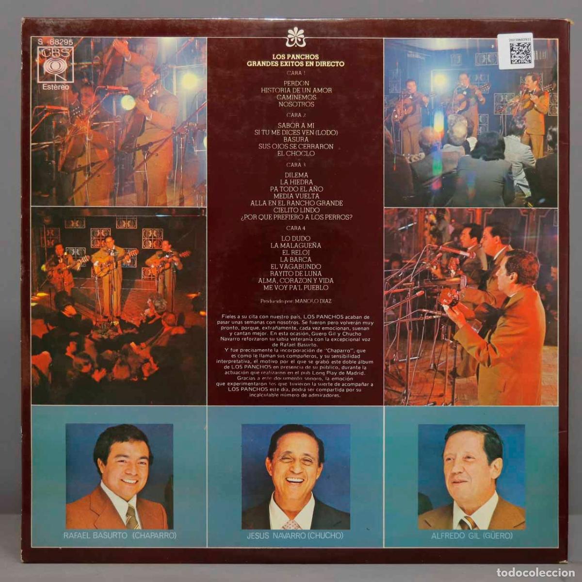 Discos de vinilo: 2 LP. Los Panchos &ndash; Grandes &Eacute;xitos En Directo - Foto 2