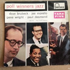 Discos de vinilo: DISCO SINGLE. POLL WINNERS JAZZ (DAVE BRUBECK - JOE MORELLO - GENE WRIGHT - PAUL DESMOND)