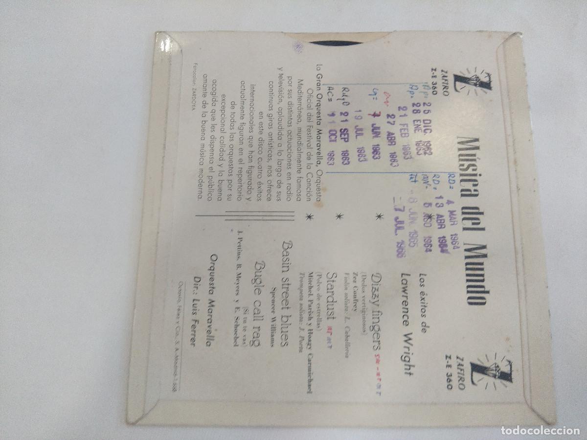 Discos de vinilo: LAWRENCE WRIGHT-ORQUESTA MARAVELLA/DIZZY FINGERS/SINGLE. - Foto 3