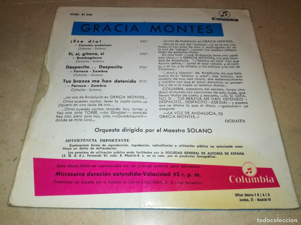 Discos de vinilo: GRACIA MONTES-&iexcl;ESE DIA! + 3-ORIGINAL 1966 - Foto 2
