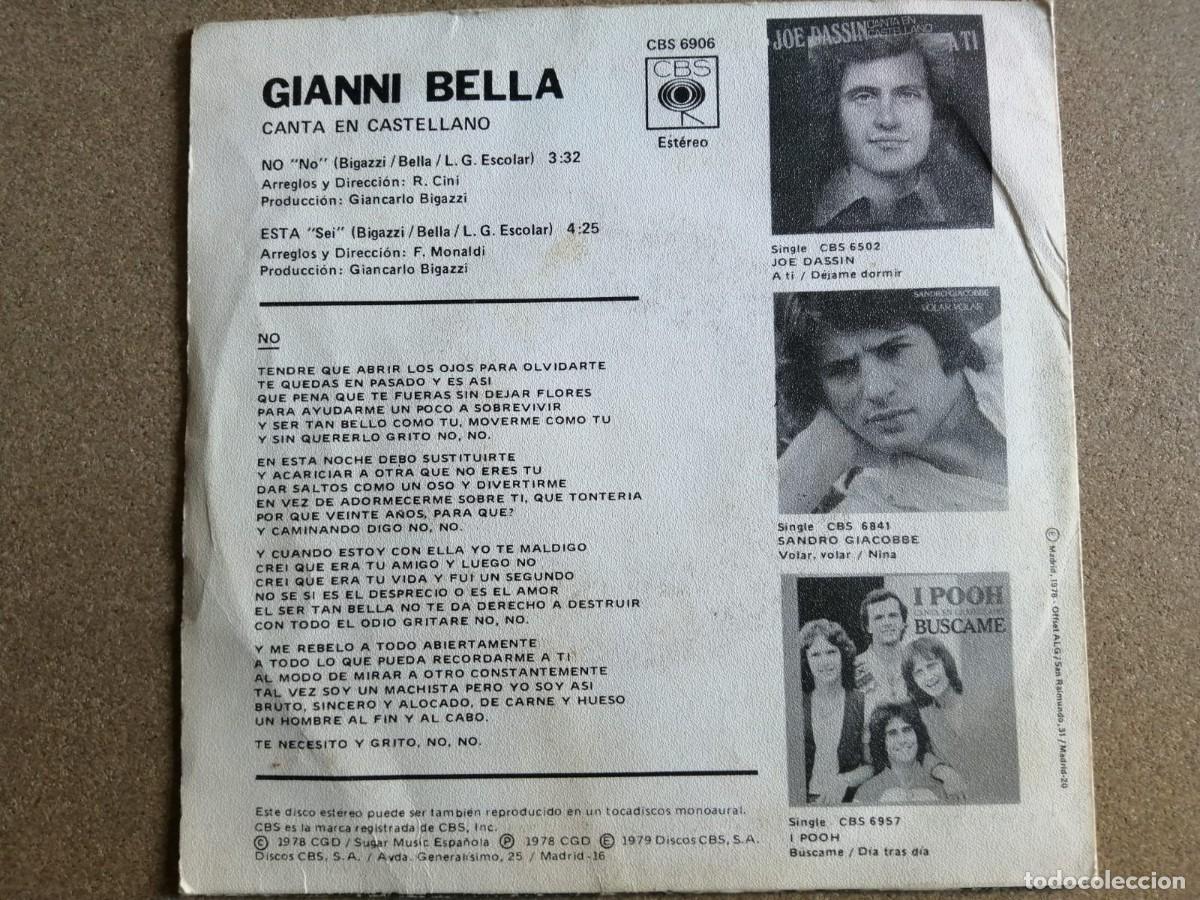 Discos de vinilo: DISCO SINGLE. GIANNI BELLA (NO - ESTA) - Foto 2