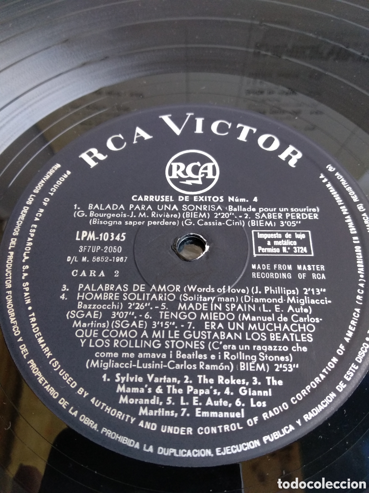 Discos de vinilo: CARRUSEL DE &Eacute;XITOS 4, SPAIN, RCA, 1967, J.5 - Foto 3